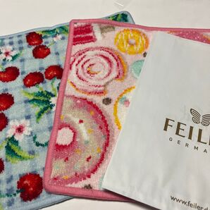 新品 ラッピング付 フェイラータオルハンカチ FEILER さくらんぼ柄 ドーナツ柄 ブランドタオルハンカチ