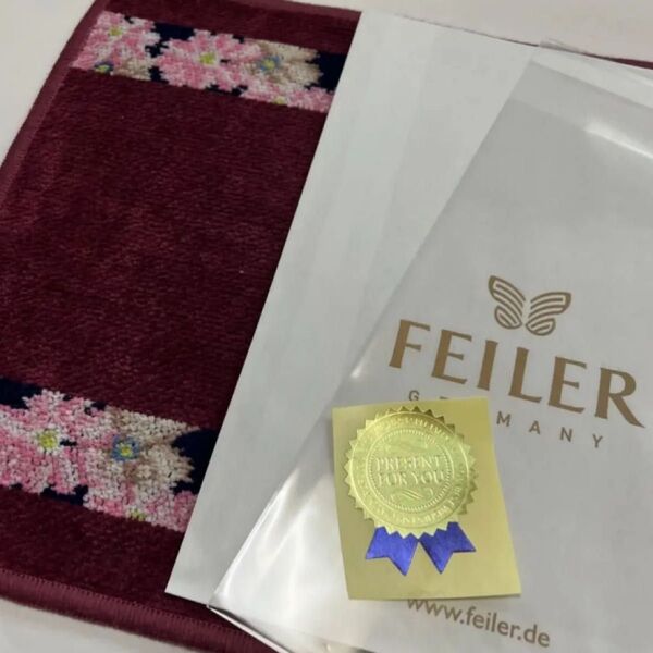 未使用 フェイラーハンカチ ラッピング袋付き タオルハンカチ 綿100 シェニール織 ブランドハンカチ