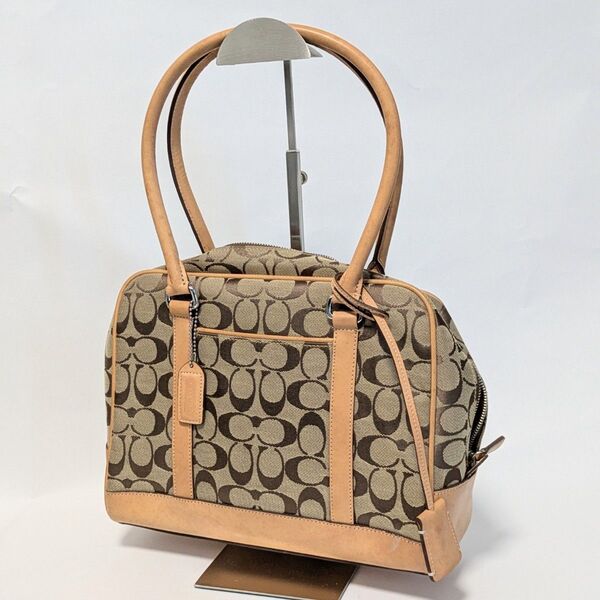 【COACH コーチ】 シグネチャー ハンドバッグ ベージュ×ブラウン 6097