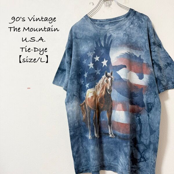 TheMountain★タイダイTシャツ★星条旗★USA/アメリカ国旗★馬鷲★L