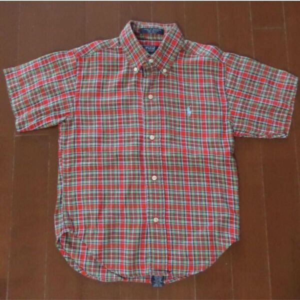 POLO RALPH LAUREN 半袖シャツ 140 チェック レッド系 ポロラルフローレン
