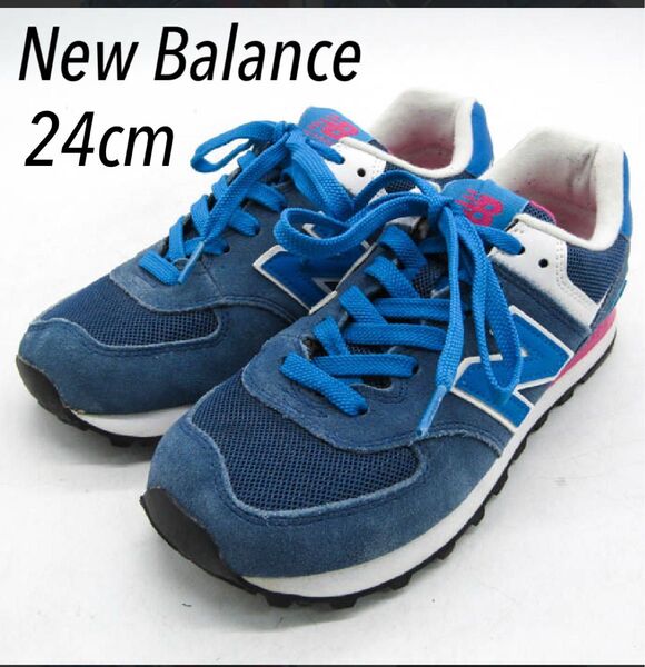 ニューバランス スニーカー ローカット 574 レディース 24サイズ ブルー New balance 靴