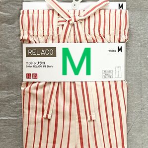 Mサイズ ユニクロ コットンリラコ ストライプ レッド