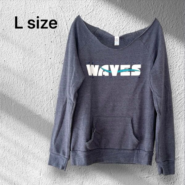 【ALTERNATIVE】 WAVES オフショルダー トレーナー Lサイズ スウェット トップス プルオーバー