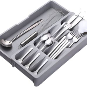 カトラリーケース 収納 仕切り 引き出し用 グレー カトラリー