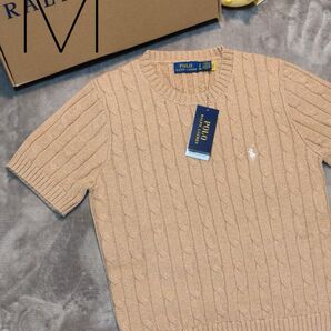 【即日発送】 RL ラルフローレン 半袖ニット 新品 M ベージュ カーキー