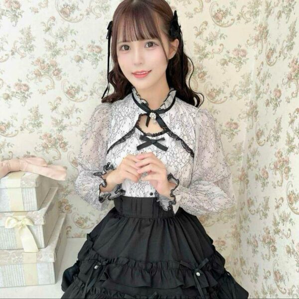 新品★ ROJITA 配色レース長袖TOPS 地雷系 ブラウス 量産型 ロジータ