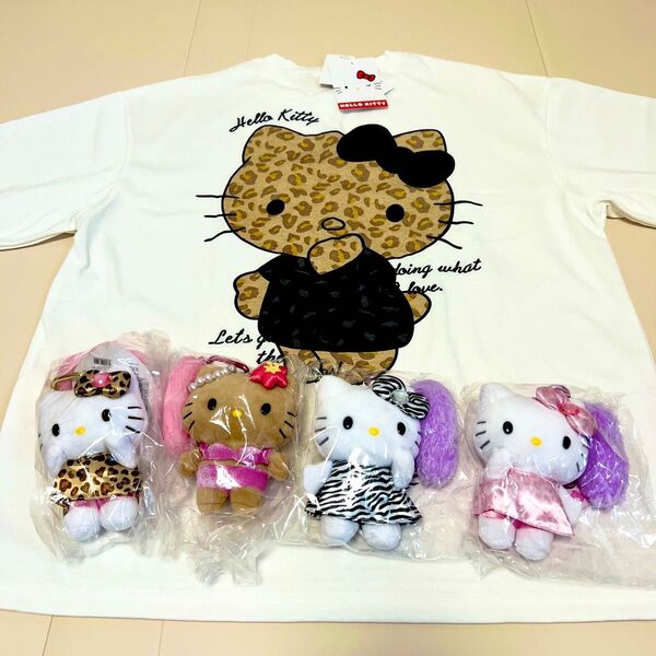 【入手難】 日焼けキティ ヒョウ柄キティ ギャルキティ ハローキティ キティ マスコットキーホルダー Tシャツ 5点セット