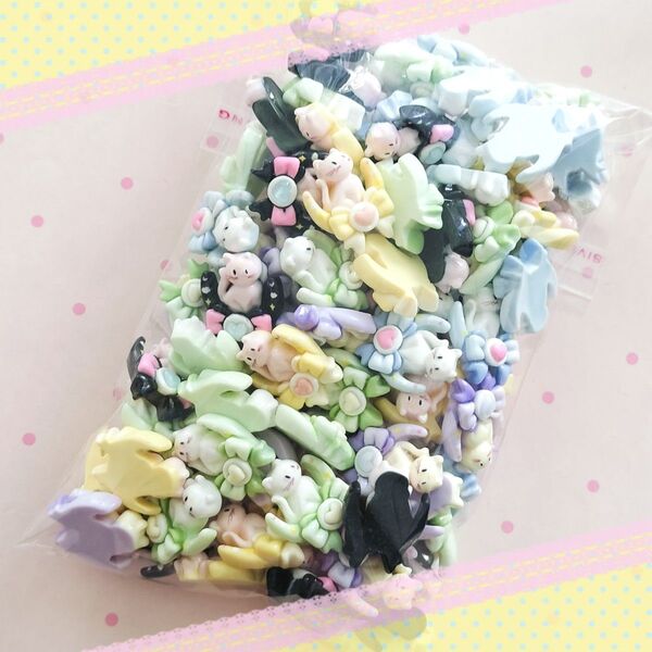 【い166】100個 デコパーツ ミニチュア ねこ まとめ売り
