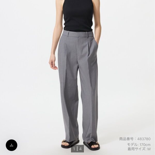 ユニクロ UNIQLO GU ジーユー タックワイドパンツ グレー 灰色 黒 ブラック ボトム