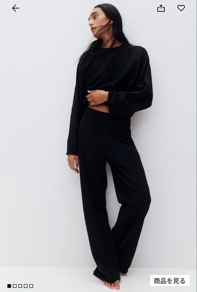 エイチアンドエム H&M ブークレニットパンツ タオル ブラック 黒 ユニクロ ZARA ザラ ボトム XS パンツ