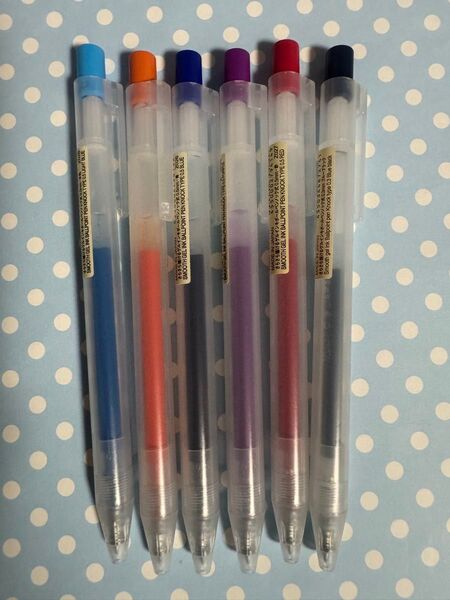 6本セット 無印良品さらさら描けるゲルインキボールペン0.5mm 0.3mm セットまとめ売り カラーペン