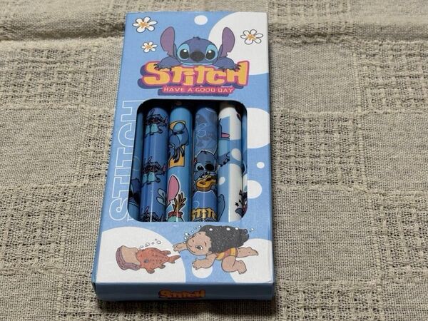 Stitch キャラクター ボールペン 6本セット、0.5㎜ ブラック