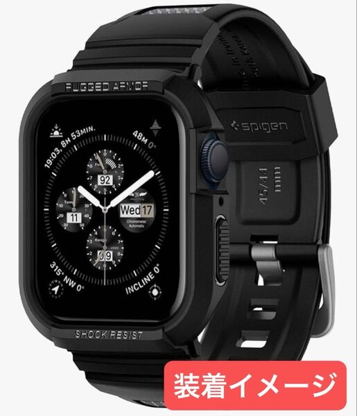 Spigen Apple Watch 45mm | 44mm 一体型 バンド ケース 062CS25324 (ブラック)