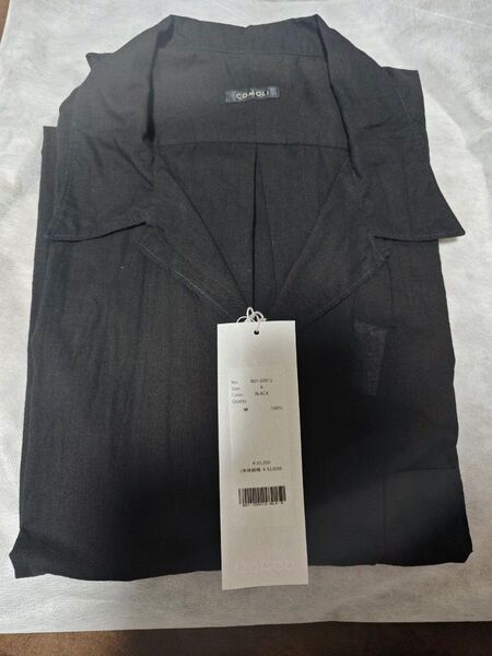 COMOLI 25SS KHADIコットン 半袖オープンカラーシャツ