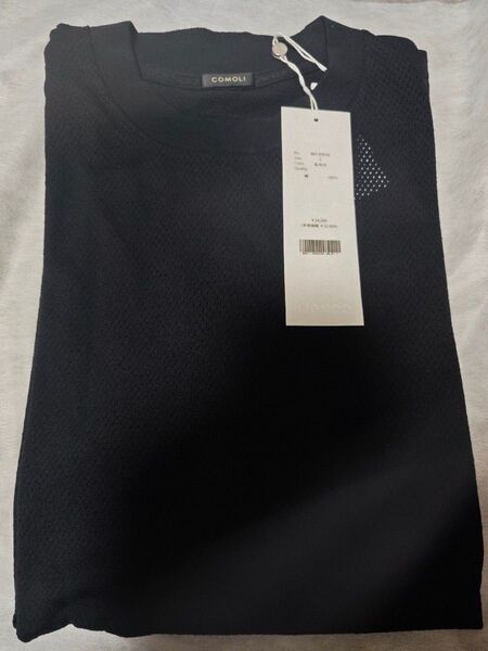 1 黒 COMOLI コットン メッシュ 半袖Tシャツ