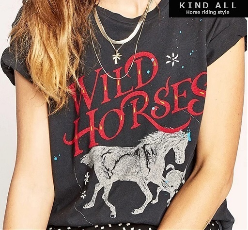 新品 乗馬 ブラックTシャツ サイズ M 馬術 トップス カインドール KIND-ALL