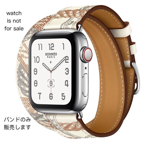 新品 Apple watch エルメス 純正品 バンド ベルト HERMES Blanc Allover Print