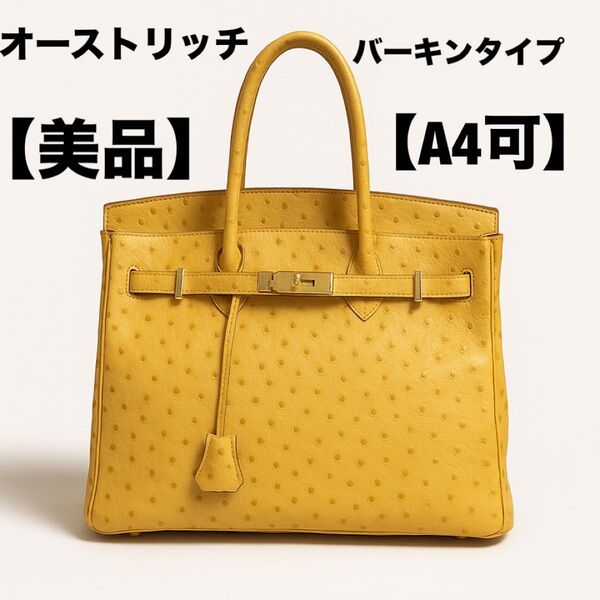 【高級感◎】オーストリッチ本革 バッグ レザー A4 レザー バーキンタイプ