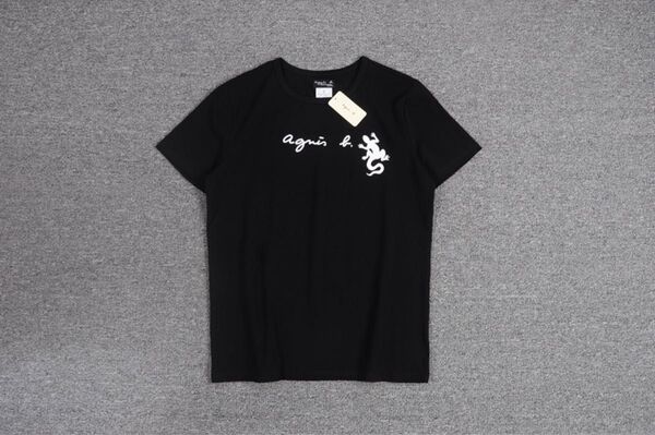 【新品未使用】agnesb.アニエスベー 胸中大文字+トカゲ Tシャツ L 黒 男女通用 即購入可