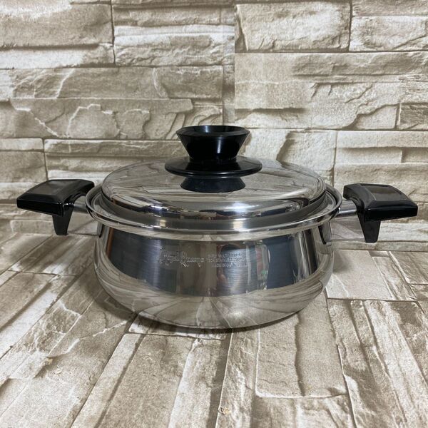 ロイヤルクイーン 【IH対応品】 2コート蓋付き 中古美品 Royal Queen ステンレス製 両手鍋 ロイヤルクィーン