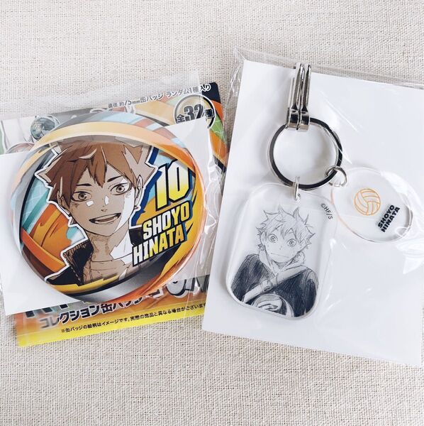 【新品】ハイキュー!! 日向翔陽 FAN PARK るんるんバザール コレクション缶バッジ クリアベースキーホルダー ファンパーク