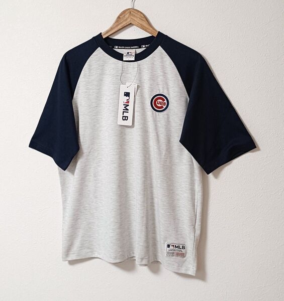 【新品・未使用・タグ付き】MLB CHICAGO CUBS ラグランTシャツ L グレー×ネイビー シカゴカブス メジャーリーグ
