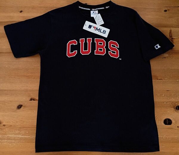 【新品・未使用・タグ付き】MLB CHICAGO CUBS Tシャツ L ネイビー フロント&袖口&裾ロゴ シカゴカブス メジャー