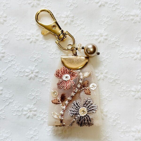 インド刺繍リボン キーホルダー バッグチャーム チャーム キーホルダー インド刺繍 ハンドメイド 雑貨 ⑨