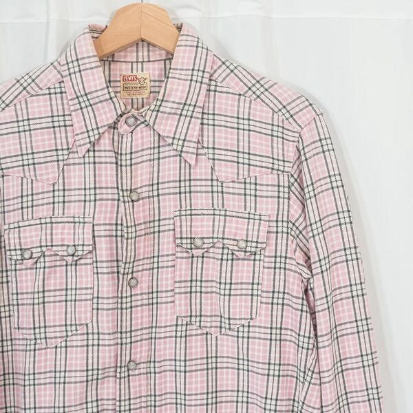 90's VINTAGE Levi's リーバイス LVC ショートホーン ウエスタンシャツ 復刻 チェック柄 ヴィンテージ