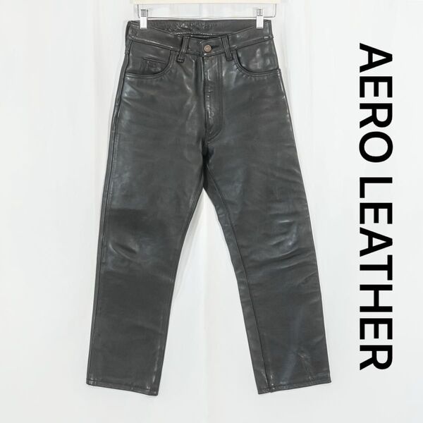 ☆激レア☆ AERO LEATHER エアロレザー 初期タグ 80〜90s レザーパンツ 馬革 ホースハイド ブラック メンズ