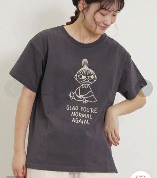 Tシャツ ムーミン リトルミイ サマンサモスモス コラボ 新品 未開封 チャコールグレー ステッチ 刺繍 完売品