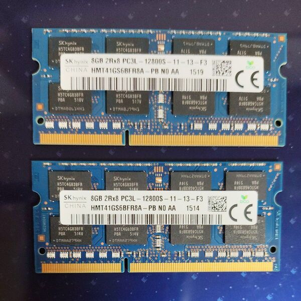 SKhynix DDR3L-1600 PC3L-12800S 低電圧版 8GB x2枚
