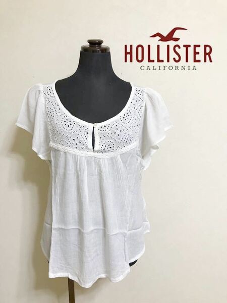 HOLLISTER ホリスター レディース カットソー レース アイコン トップス サイズXS 半袖 170/80Y ホワイト