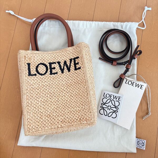 最終価格 LOEWE ロエベ スタンダード A5 トート バッグ ラフィア ショルダー かご バッグ