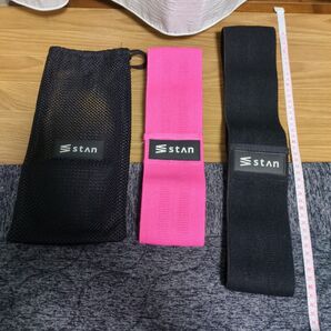 ゴムバンドstan 布製エクササイズバンド 2本セットピンクブラック