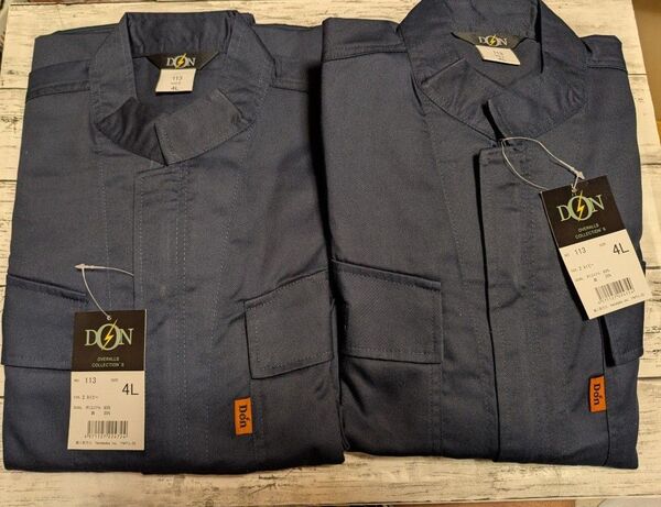 DON(ヤマタカ)脇メッシュ長袖つなぎ服 4L ネイビー2着セット YA-113 つなぎ オーバーオール 整備服 作業服