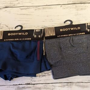 BODYWILD ボクサーパンツ М2枚セット ネイビー&ブラックモク 前閉じ3Dボクサー ②