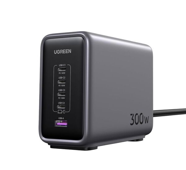 UGREEN Nexode 300W 充電器 PD3.1対応 5ポート同時急速充電 4 USB-C&1 USB-A 縦式省スペース