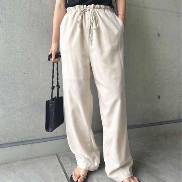 レーヨンリネンドロストイージーワイドパンツ