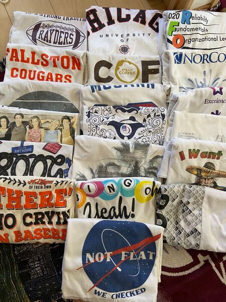 19枚まとめ古着ホワイトTシャツ 古着ミックスサイズ アメリカ古着