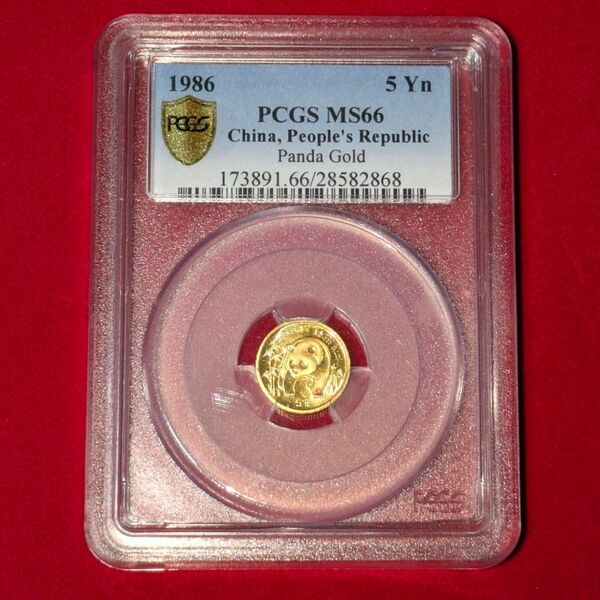 中国 5元金貨 パンダ金貨 1/20オンス PCGS MS66
