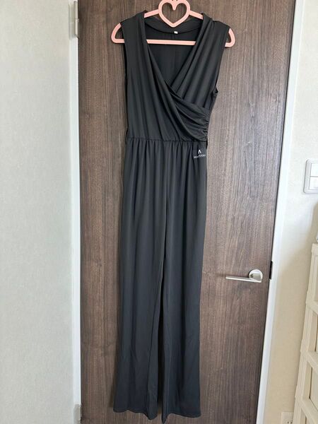 社交ダンス スタンダード ラテン ブラック ノースリーブ サロペット 美品