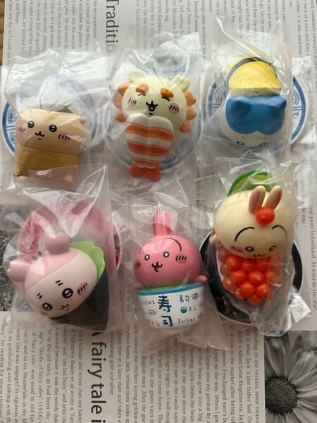 ちいかわ 寿司 フィギュア うさぎ ハチワレ くりまんじゅう 古本屋 カニちゃん セット