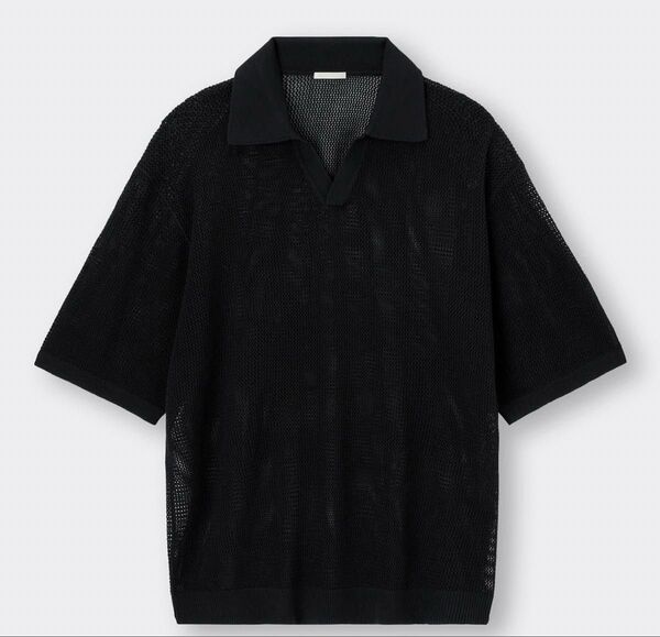 GU ジーユー メッシュニットスキッパーポロシャツ 黒 XL