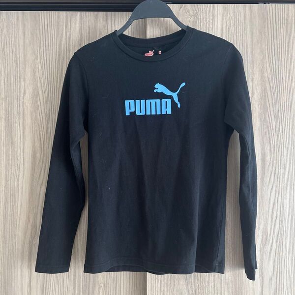 PUMA 長袖Tシャツ Mサイズ 黒 水色ロゴ