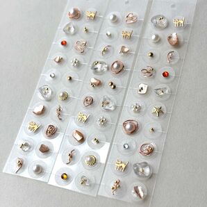 60粒 ピンクゴールド 耳つぼジュエリー ゴールド ねこ シェル パール 天然石 ワイヤー 花 金属アレルギー対応 ステンレス