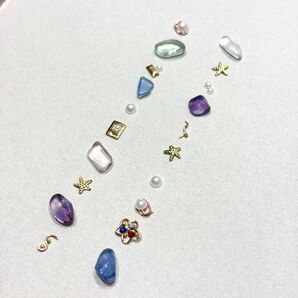耳つぼジュエリー 耳つぼアクセサリー ゴールド ひとで 夏 ワイヤー 天然石 青 紫 透明 ダイエット 金属アレルギー対応