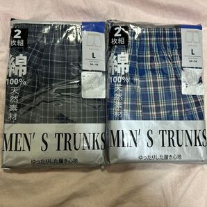 L メンズトランクス 綿100% 4枚 柄違いセット Lサイズ 新品 未使用 前開き 天然素材 定番だけど夏らしい