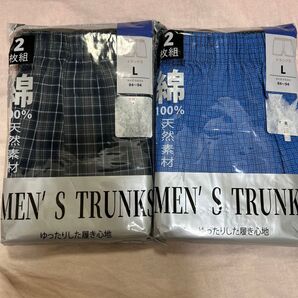 L メンズトランクス 綿100% 4枚 L 前開き 綿100 定番柄だけど、夏らしいチェック柄 柄違い楽しめます。